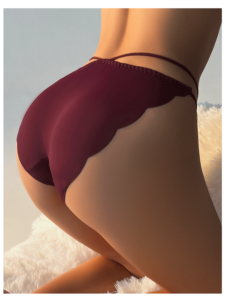 (image for) Women's Mid-Rise Thin Strap Bow Detail Ice Silk Triangle Briefs 100% Cotton Crotch Seamless Butt Lifting Breathable Everyday Intimates