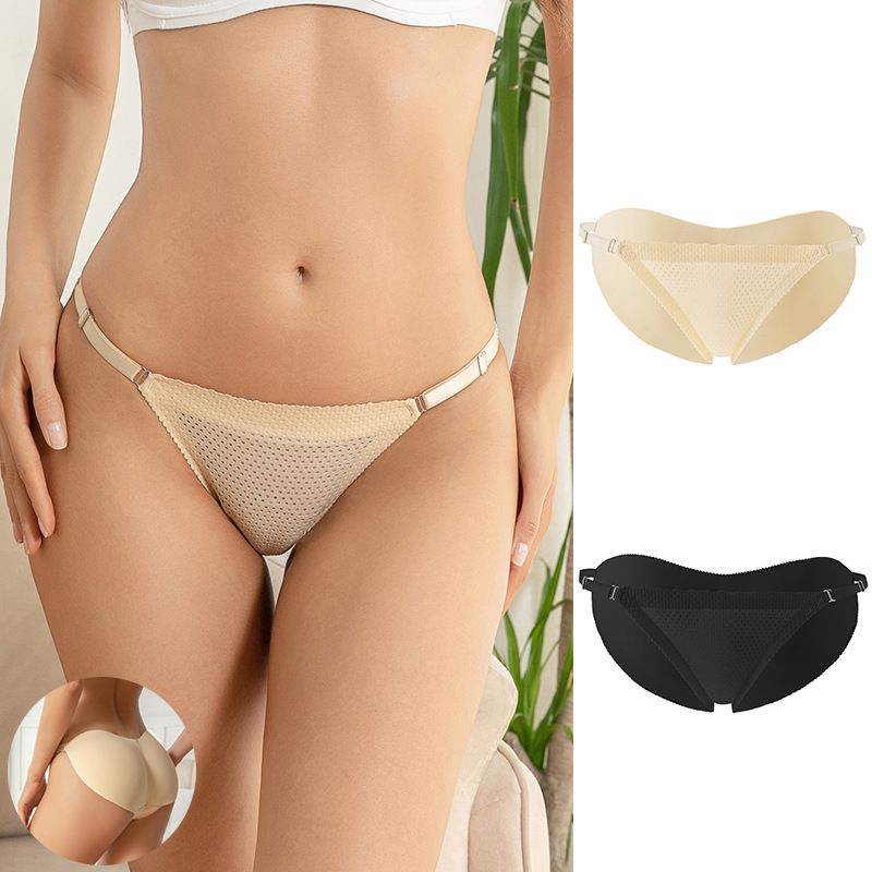 (image for) Women Low Rise Padded Butt Lifter Thong Panties 100% Cotton Crotch Seamless Peach Butt Shaping Enhancer Breathable Shapewear Intimates