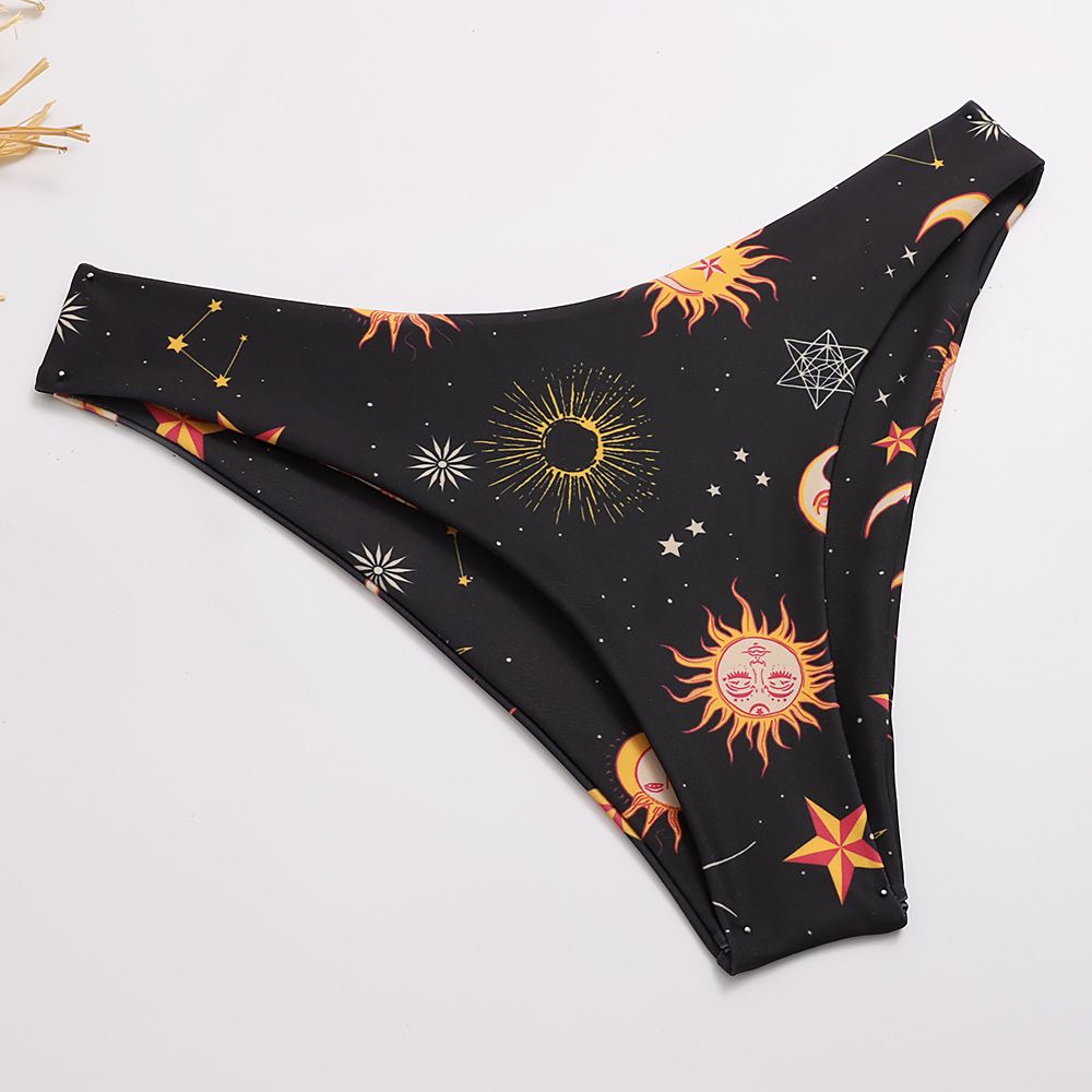 (image for) Sunflower Print Ruffle Strap Triangle Bikini Set Two‑Piece Swimwear for Women