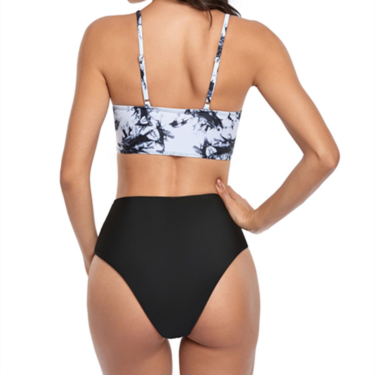 (image for) Tie‑Dye High Waisted Bikini Set V‑Neck Wrap Top Two‑Piece Women Bathing Suit
