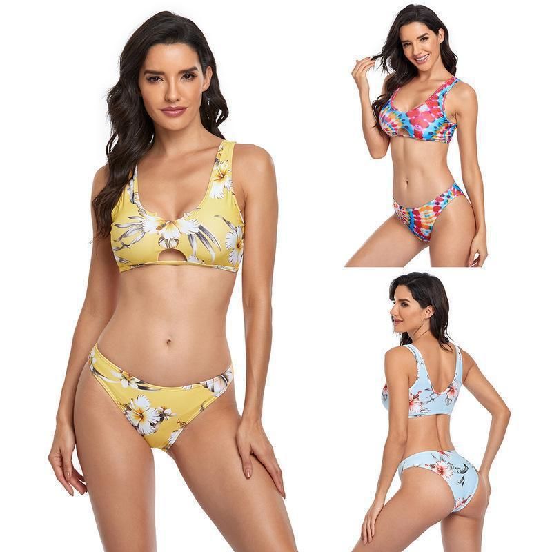 (image for) Ins Style Floral Two‑Piece Thong Bikini Set Women Swimwear Bathing Suit
