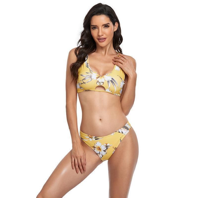 (image for) Ins Style Floral Two‑Piece Thong Bikini Set Women Swimwear Bathing Suit