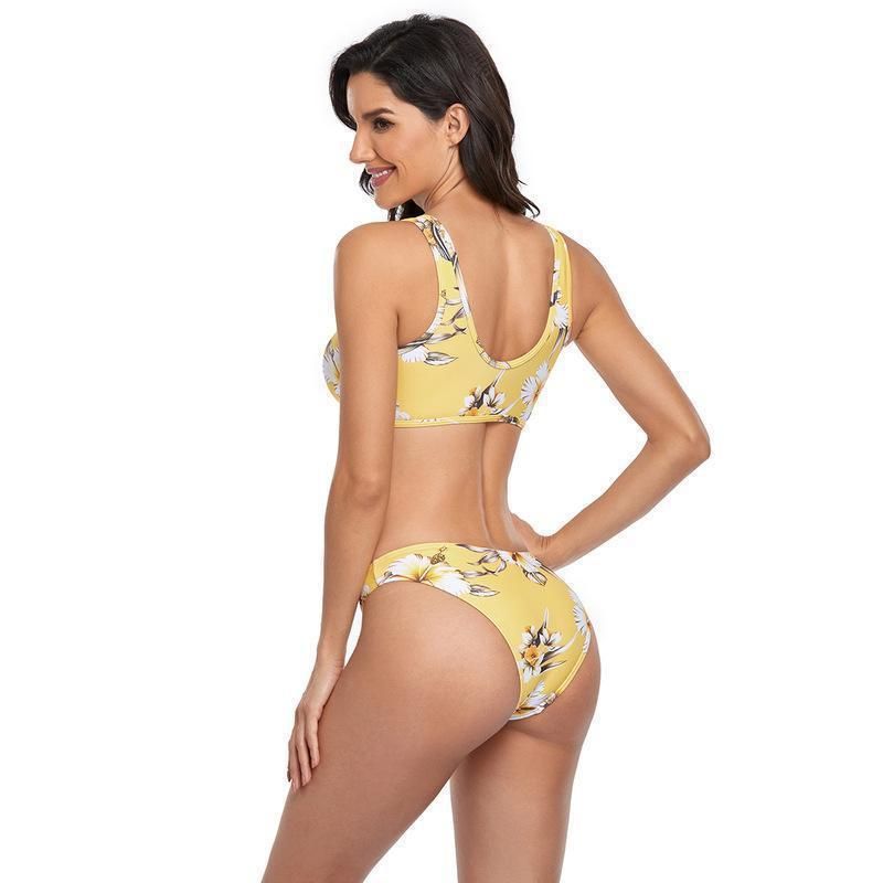 (image for) Ins Style Floral Two‑Piece Thong Bikini Set Women Swimwear Bathing Suit