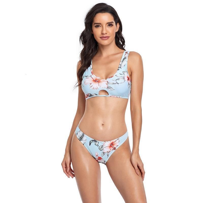 (image for) Ins Style Floral Two‑Piece Thong Bikini Set Women Swimwear Bathing Suit