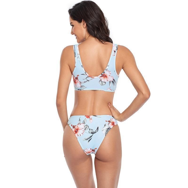 (image for) Ins Style Floral Two‑Piece Thong Bikini Set Women Swimwear Bathing Suit