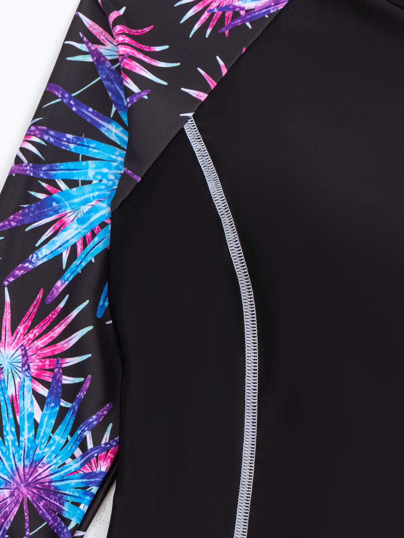 (image for) Long Sleeve Floral Print 2‑Piece Rash Guard Swimsuit Set