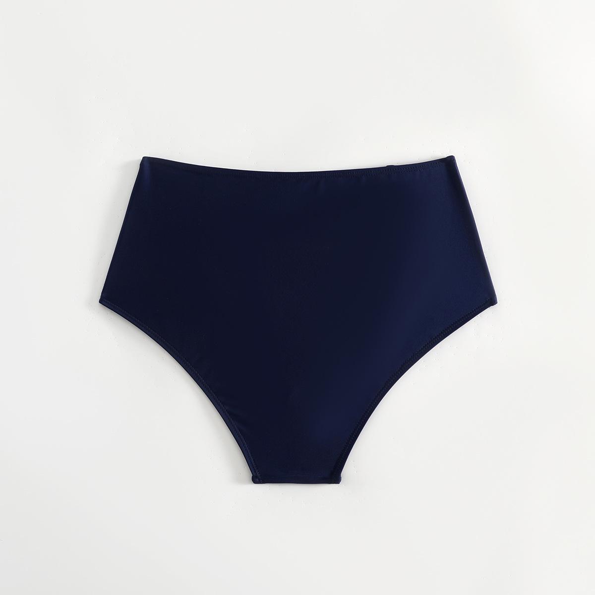 (image for) Women High‑Waist Ruched Bikini Bottom Solid Swim Brief S‑3XL