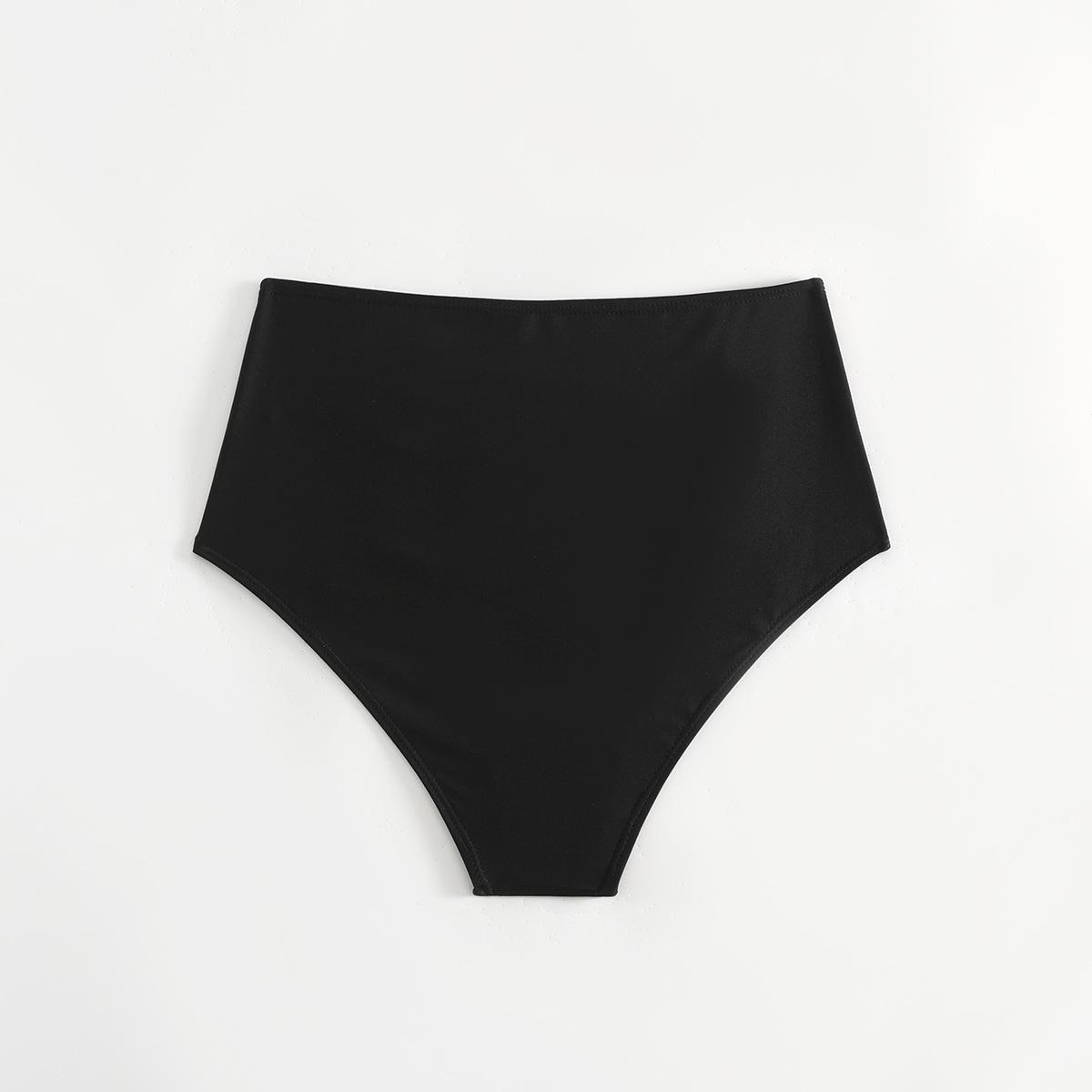 (image for) Women High‑Waist Ruched Bikini Bottom Solid Swim Brief S‑3XL