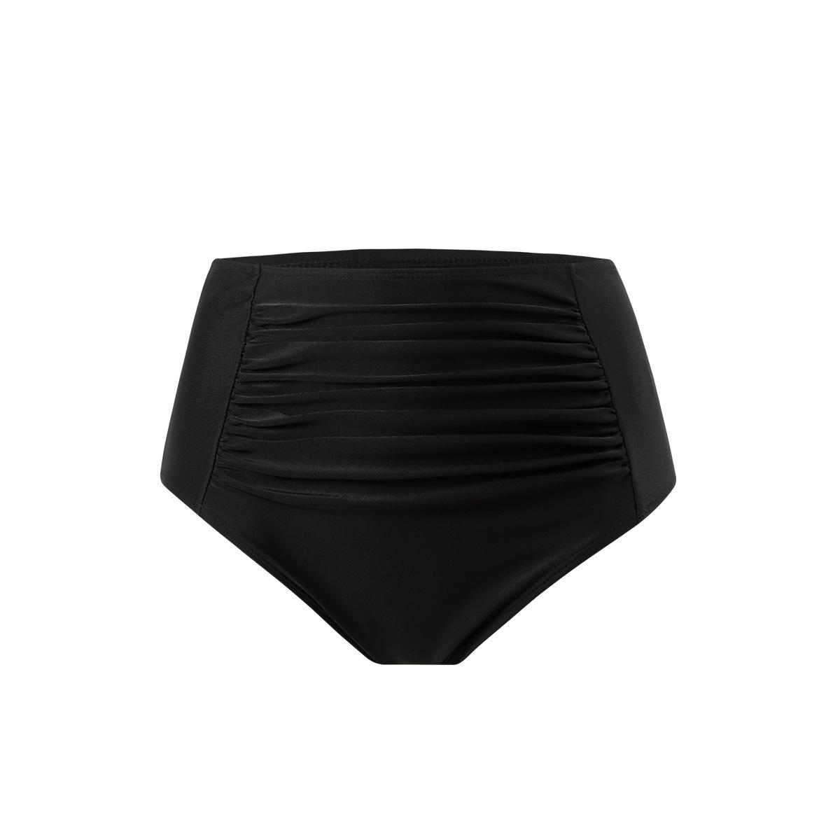 (image for) Women High‑Waist Ruched Bikini Bottom Solid Swim Brief S‑3XL