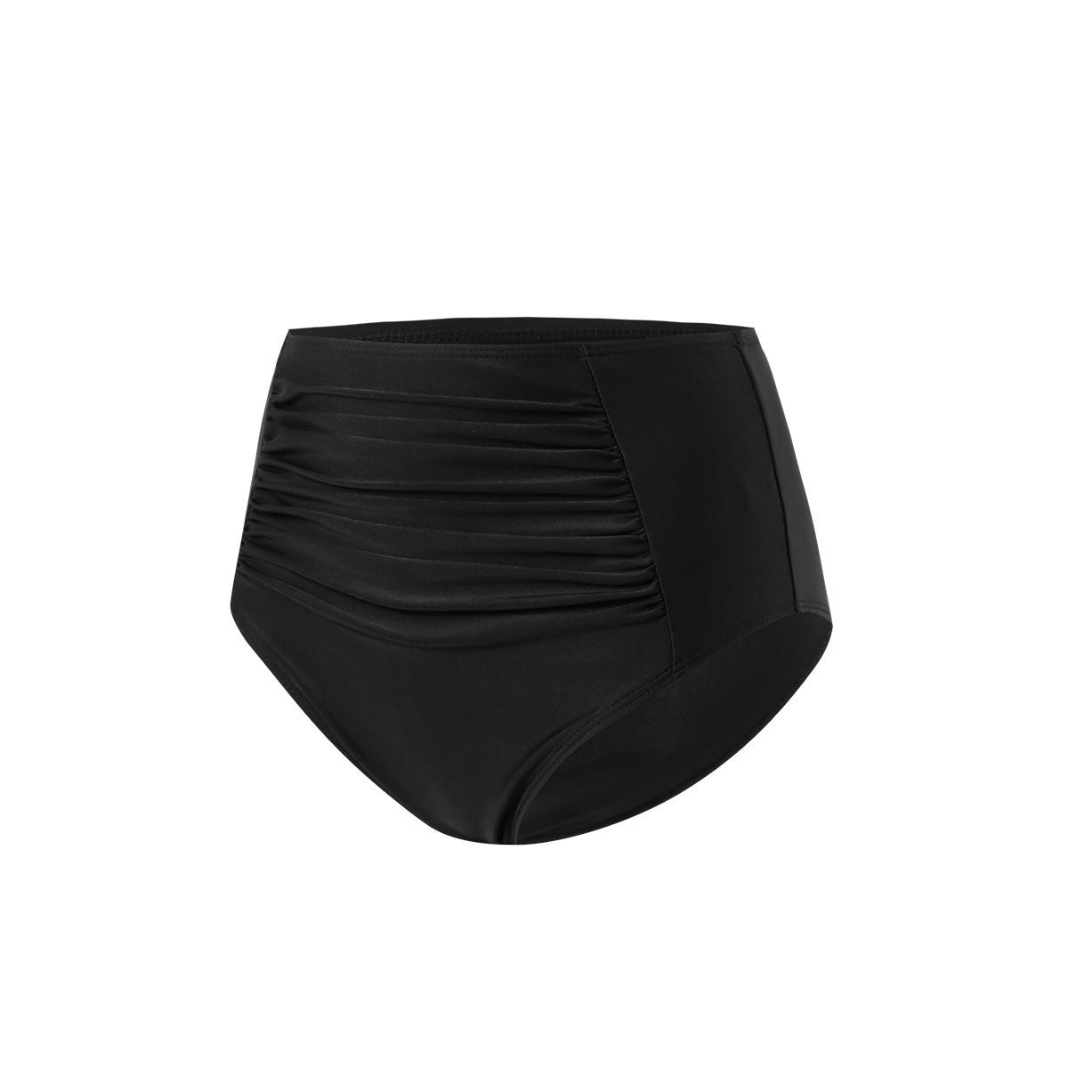 (image for) Women High‑Waist Ruched Bikini Bottom Solid Swim Brief S‑3XL