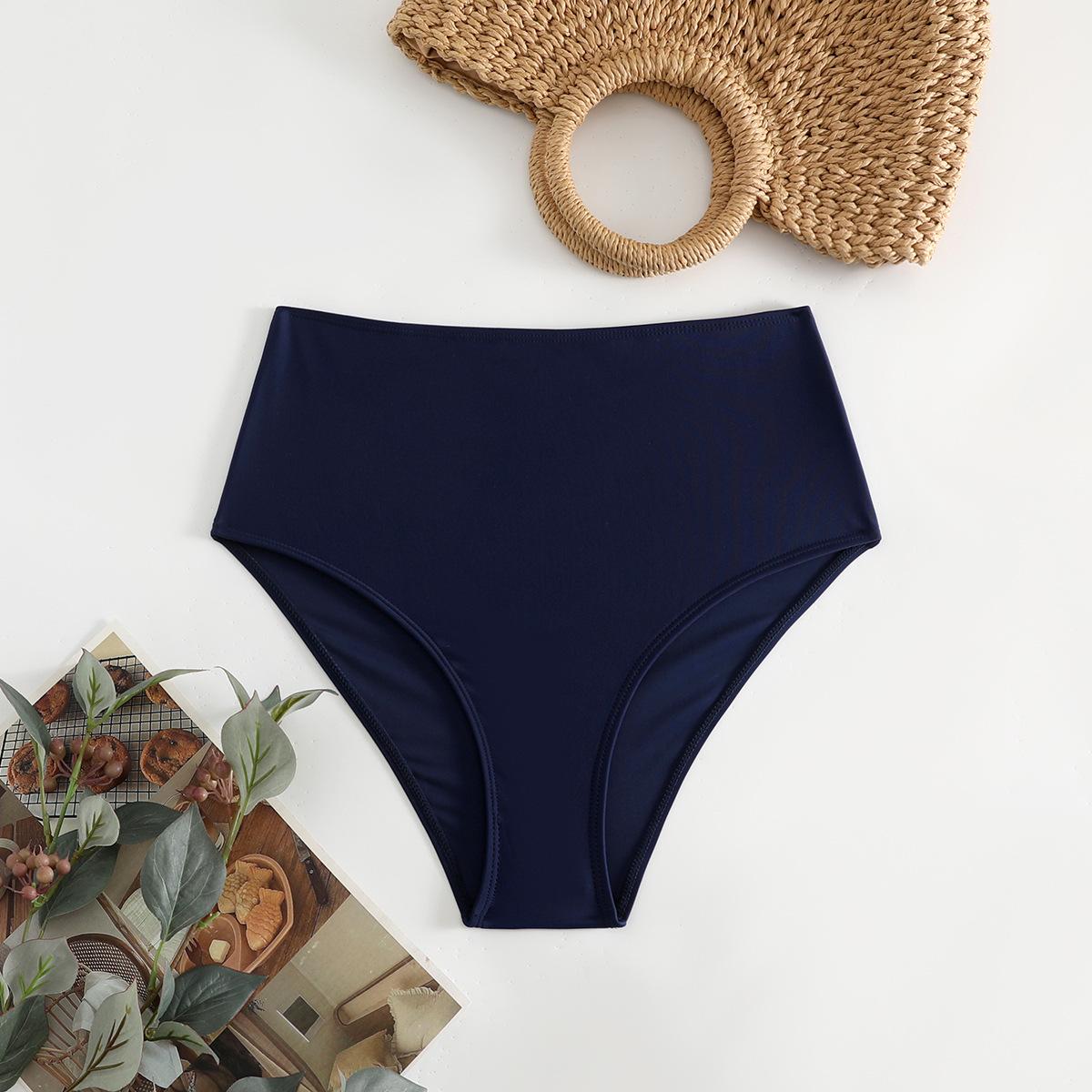 (image for) Women Solid High‑Cut Bikini Bottom Swim Briefs S‑XXXL