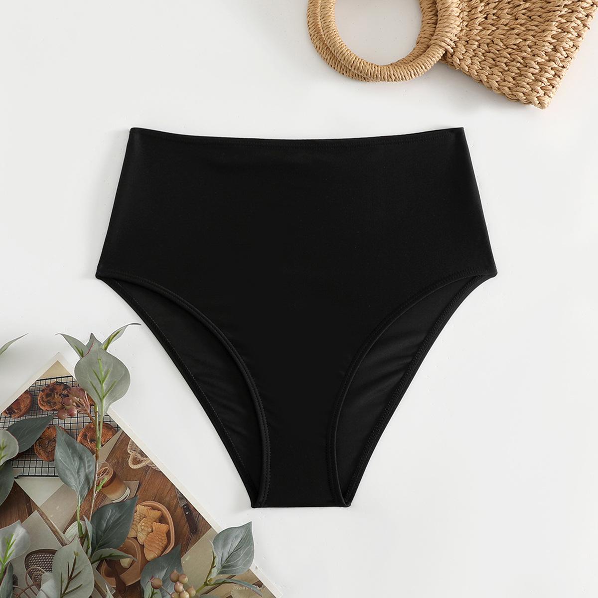 (image for) Women Solid High‑Cut Bikini Bottom Swim Briefs S‑XXXL