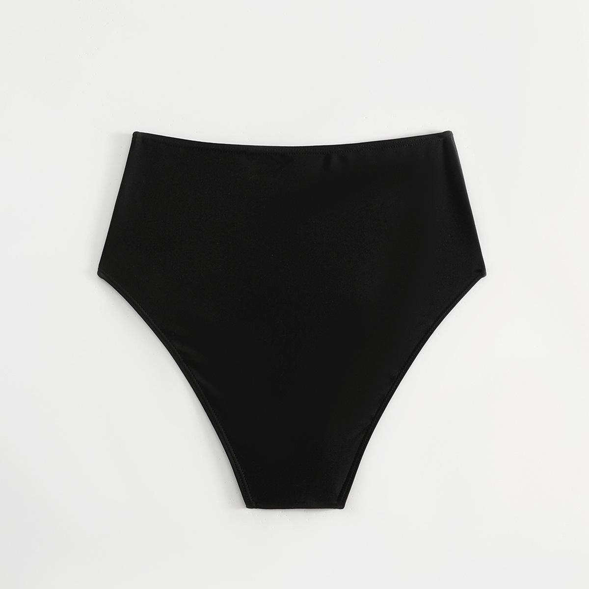 (image for) Women Solid High‑Cut Bikini Bottom Swim Briefs S‑XXXL