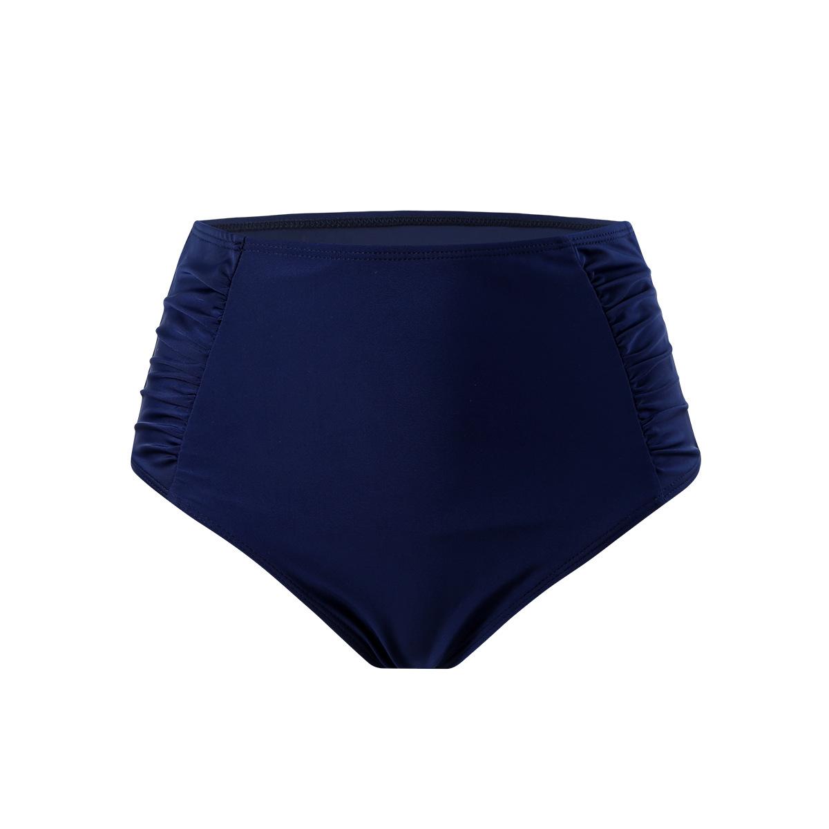 (image for) Women Ruched High Waist Solid Bikini Bottoms, High Stretch Triangle Swim Briefs
