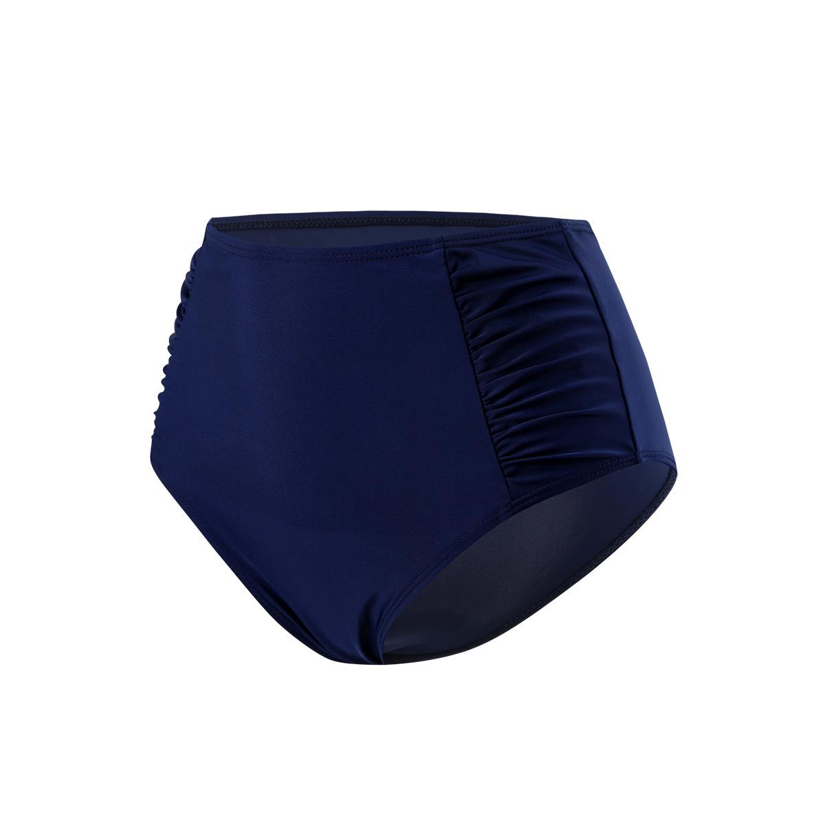 (image for) Women Ruched High Waist Solid Bikini Bottoms, High Stretch Triangle Swim Briefs