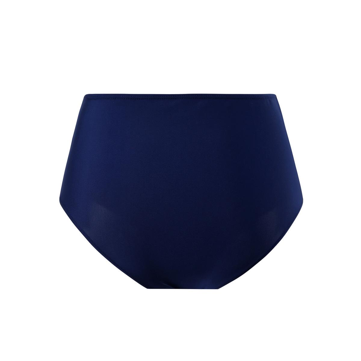 (image for) Women Ruched High Waist Solid Bikini Bottoms, High Stretch Triangle Swim Briefs