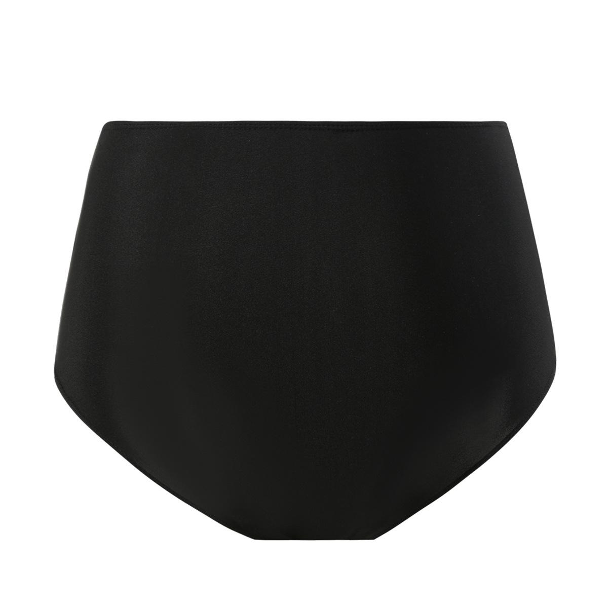 (image for) Women Ruched High Waist Solid Bikini Bottoms, High Stretch Triangle Swim Briefs