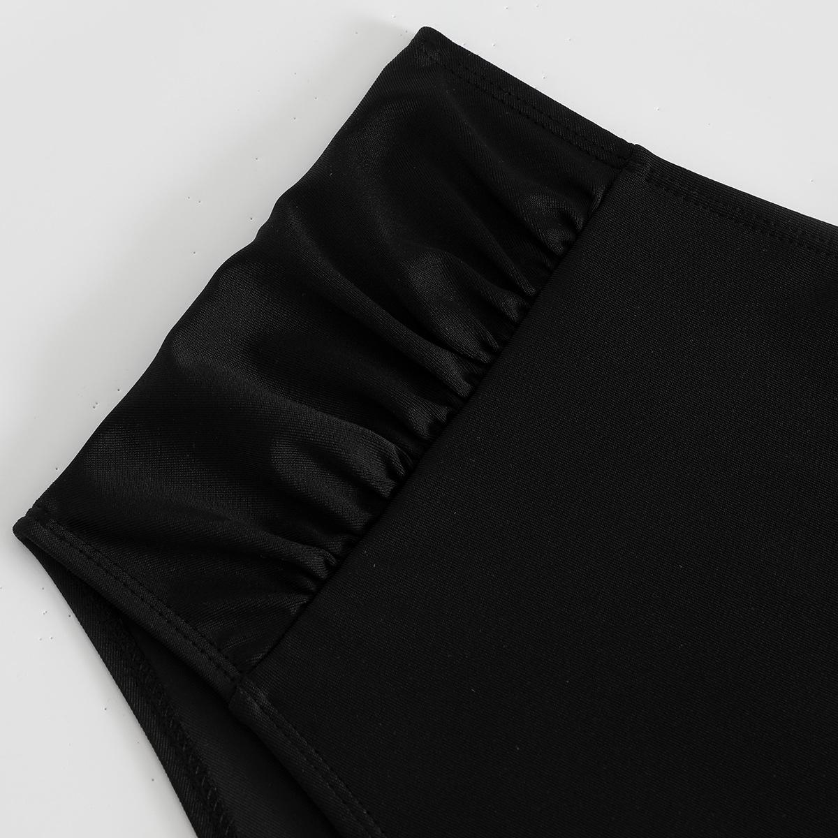 (image for) Women Ruched High Waist Solid Bikini Bottoms, High Stretch Triangle Swim Briefs