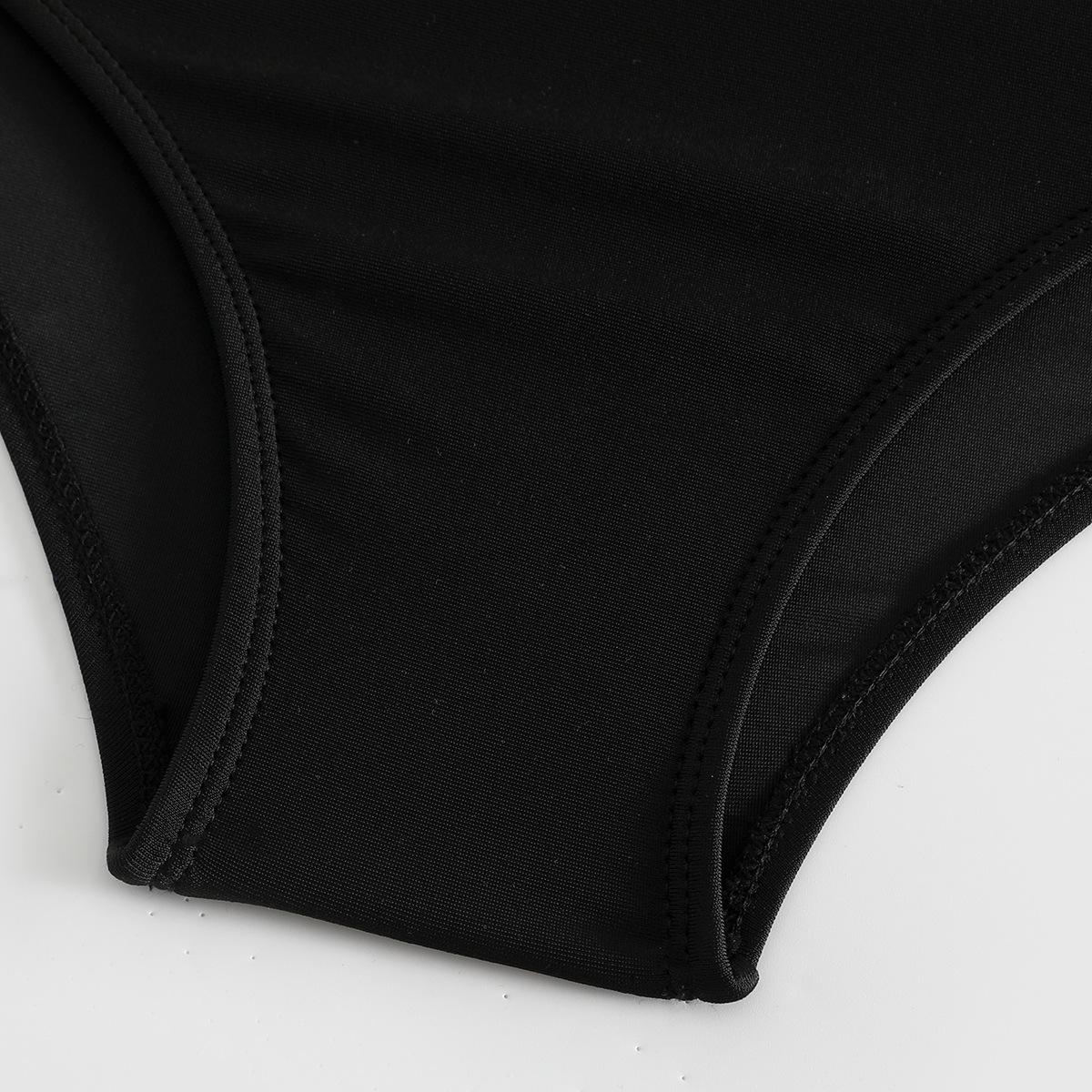(image for) Women Ruched High Waist Solid Bikini Bottoms, High Stretch Triangle Swim Briefs