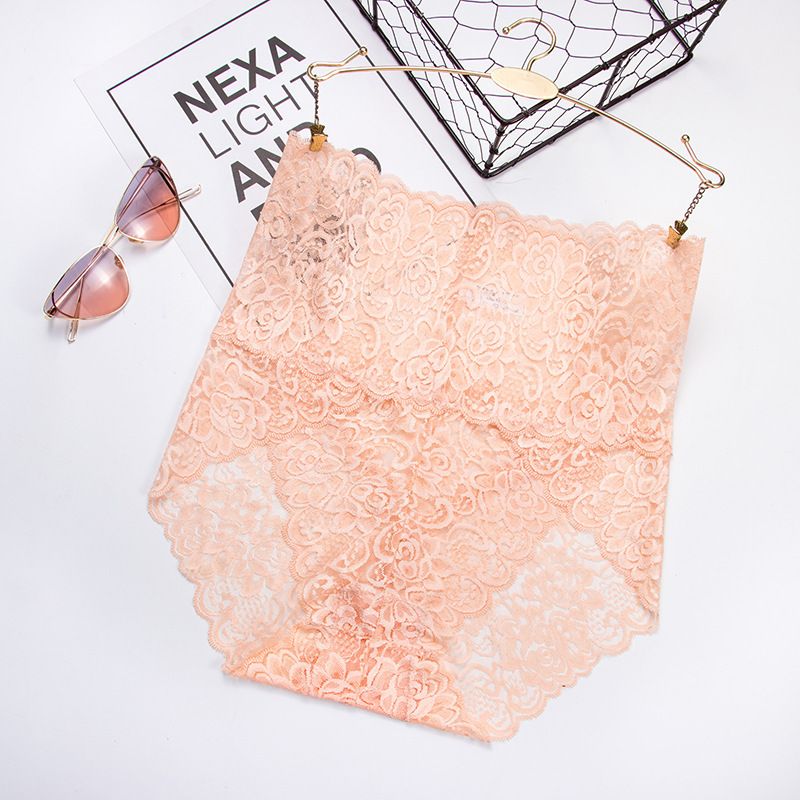 (image for) Women's High Waist Tummy Control Lace Brief Butt Lifting Seamless Waistband Full Coverage Floral Lace Panty with Breathable Cotton Gusset