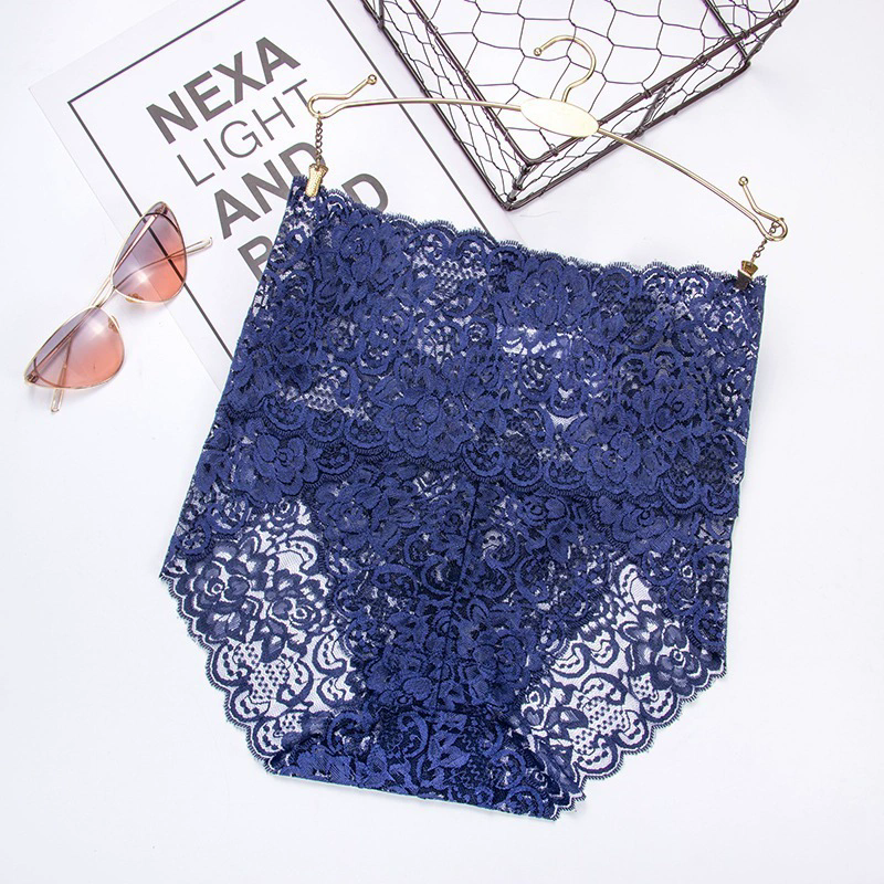 (image for) Women's High Waist Tummy Control Lace Brief Butt Lifting Seamless Waistband Full Coverage Floral Lace Panty with Breathable Cotton Gusset