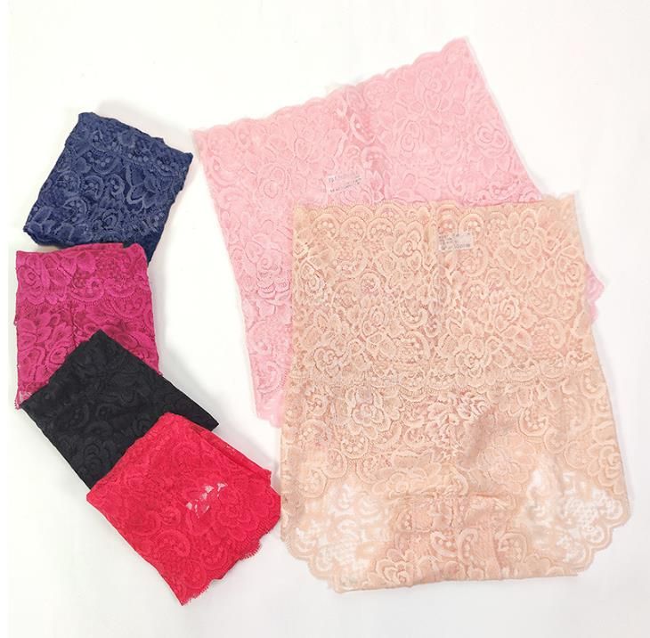 (image for) Women's High Waist Tummy Control Lace Brief Butt Lifting Seamless Waistband Full Coverage Floral Lace Panty with Breathable Cotton Gusset