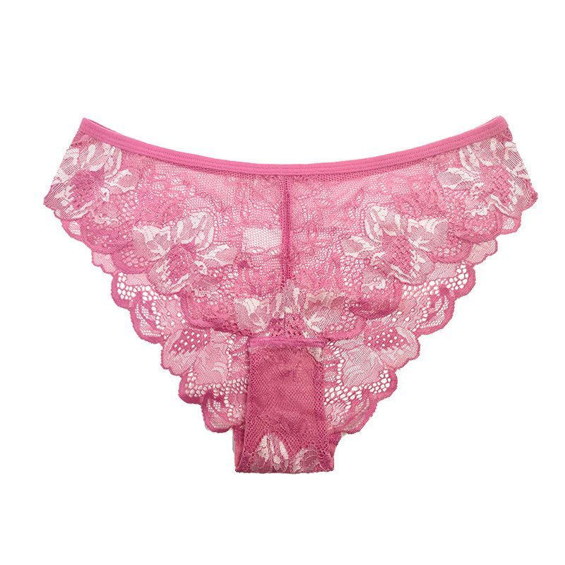 (image for) Women's Low Rise Sheer Mesh Floral Lace Bikini Panty Seamless Waistband Breathable Everyday Intimate Wear