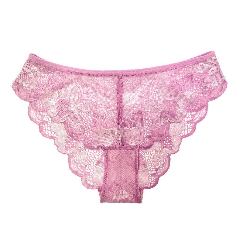 (image for) Women's Low Rise Sheer Mesh Floral Lace Bikini Panty Seamless Waistband Breathable Everyday Intimate Wear