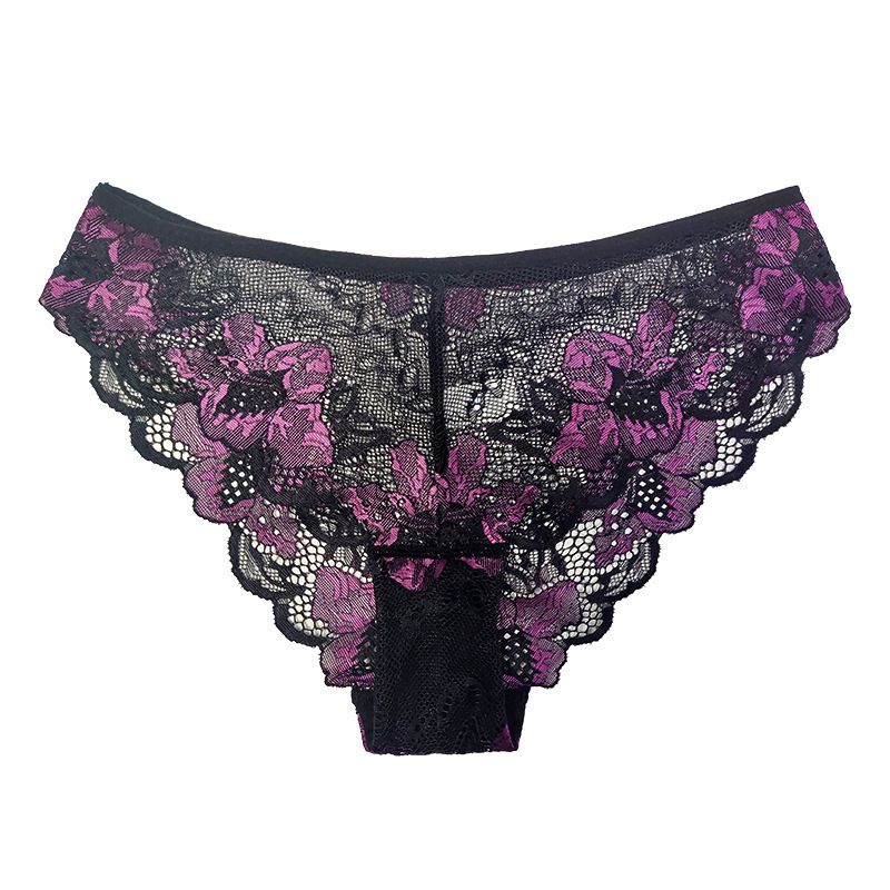 (image for) Women's Low Rise Sheer Mesh Floral Lace Bikini Panty Seamless Waistband Breathable Everyday Intimate Wear