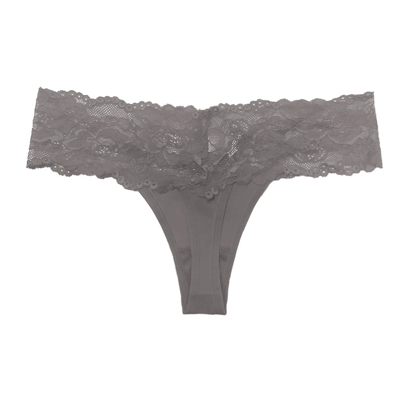 (image for) Women's Wide Scalloped Floral Lace Waist Low Rise Thong Breathable Cotton Gusset Seamless Multi-Color Everyday Intimate Panty