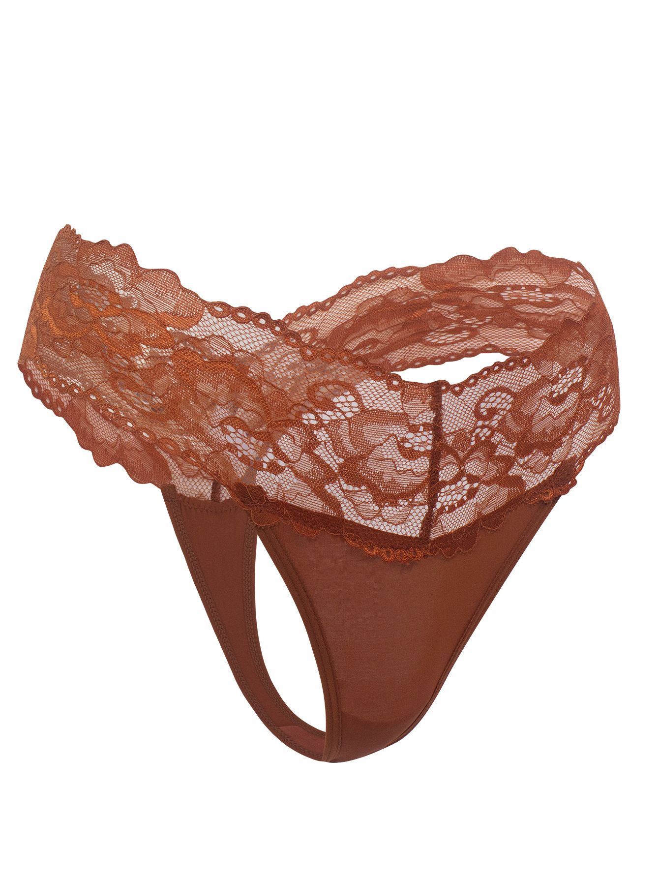 (image for) Women's Wide Scalloped Floral Lace Waist Low Rise Thong Breathable Cotton Gusset Seamless Multi-Color Everyday Intimate Panty