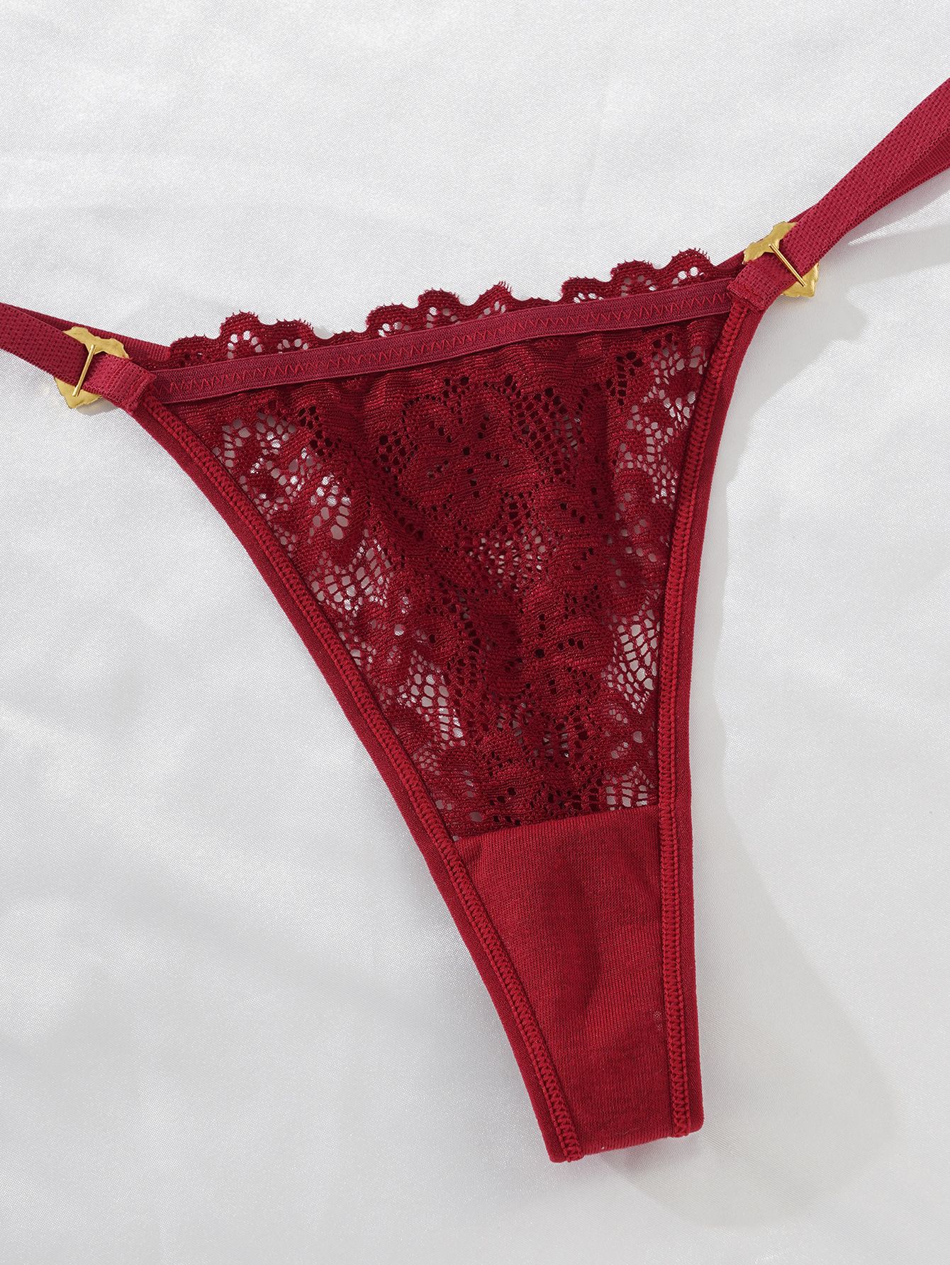(image for) Women's Adjustable Strap Floral Lace Low Rise Thong Sexy Breathable Cotton Gusset European Size T-Back Intimate Panty