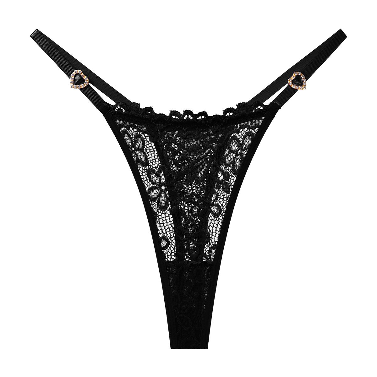 (image for) Women's Adjustable Strap Floral Lace Low Rise Thong Sexy Breathable Cotton Gusset European Size T-Back Intimate Panty
