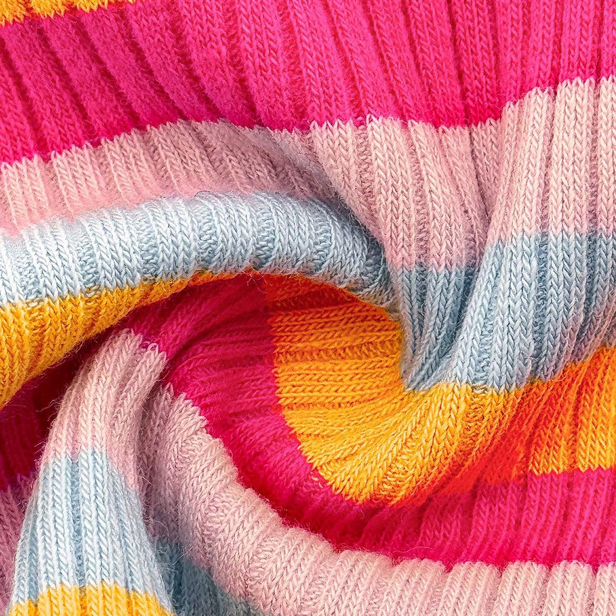 (image for) Women's Rainbow Stripe Spaghetti Strap Crop Cami Top Metal Ring Detail Breathable Summer Outerwear Friendly Ribbed Tank Top