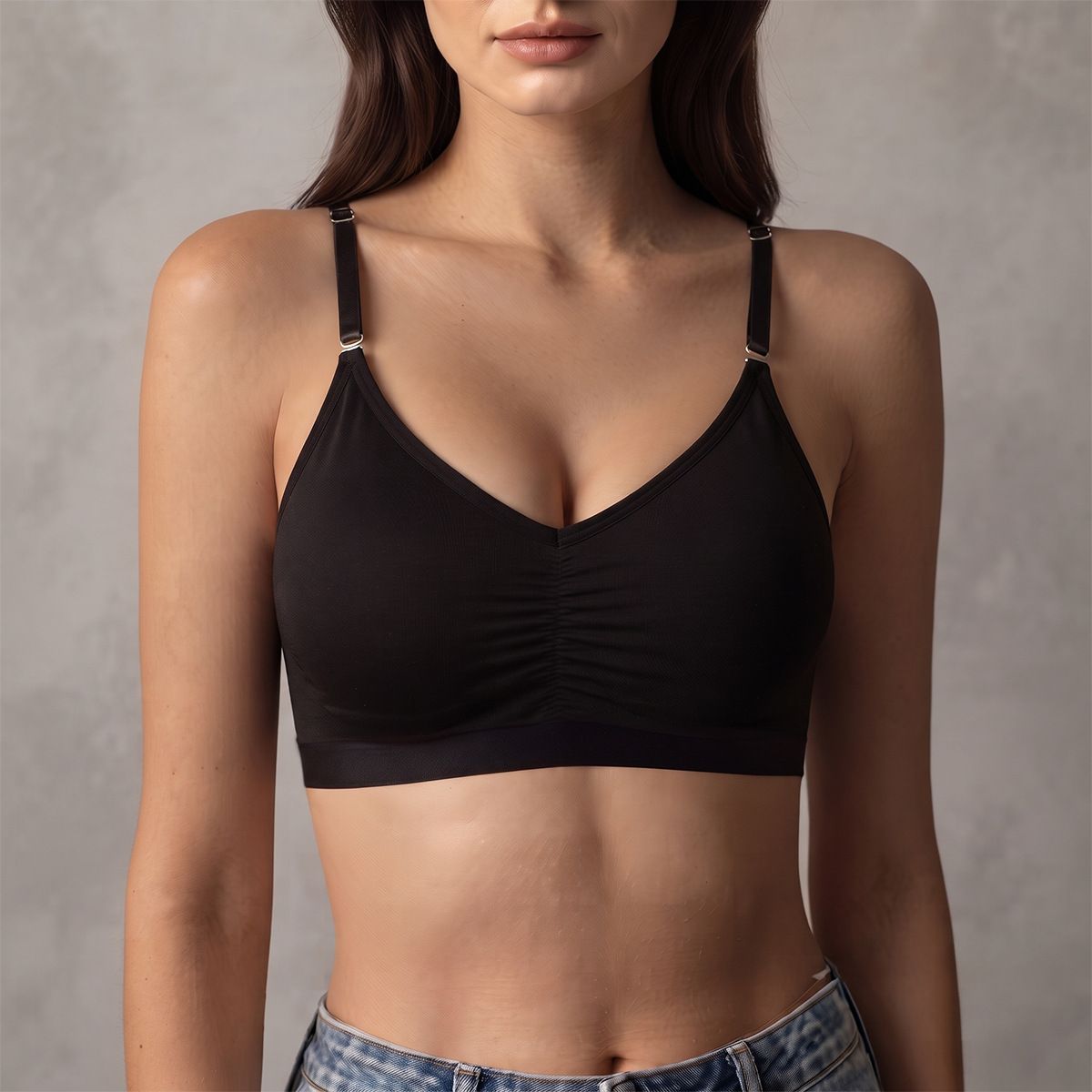 (image for) Women's Lace Racerback Wireless Seamless Bra 3/4 Thin Cup 3D Lifting Gathering Anti-Sagging Side Smoothing Adjustable Everyday Bralette