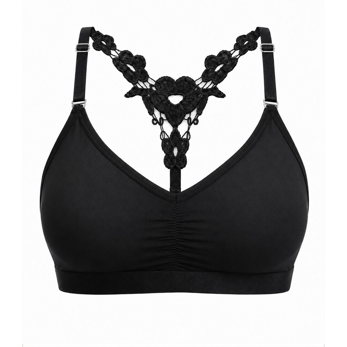 (image for) Women's Lace Racerback Wireless Seamless Bra 3/4 Thin Cup 3D Lifting Gathering Anti-Sagging Side Smoothing Adjustable Everyday Bralette