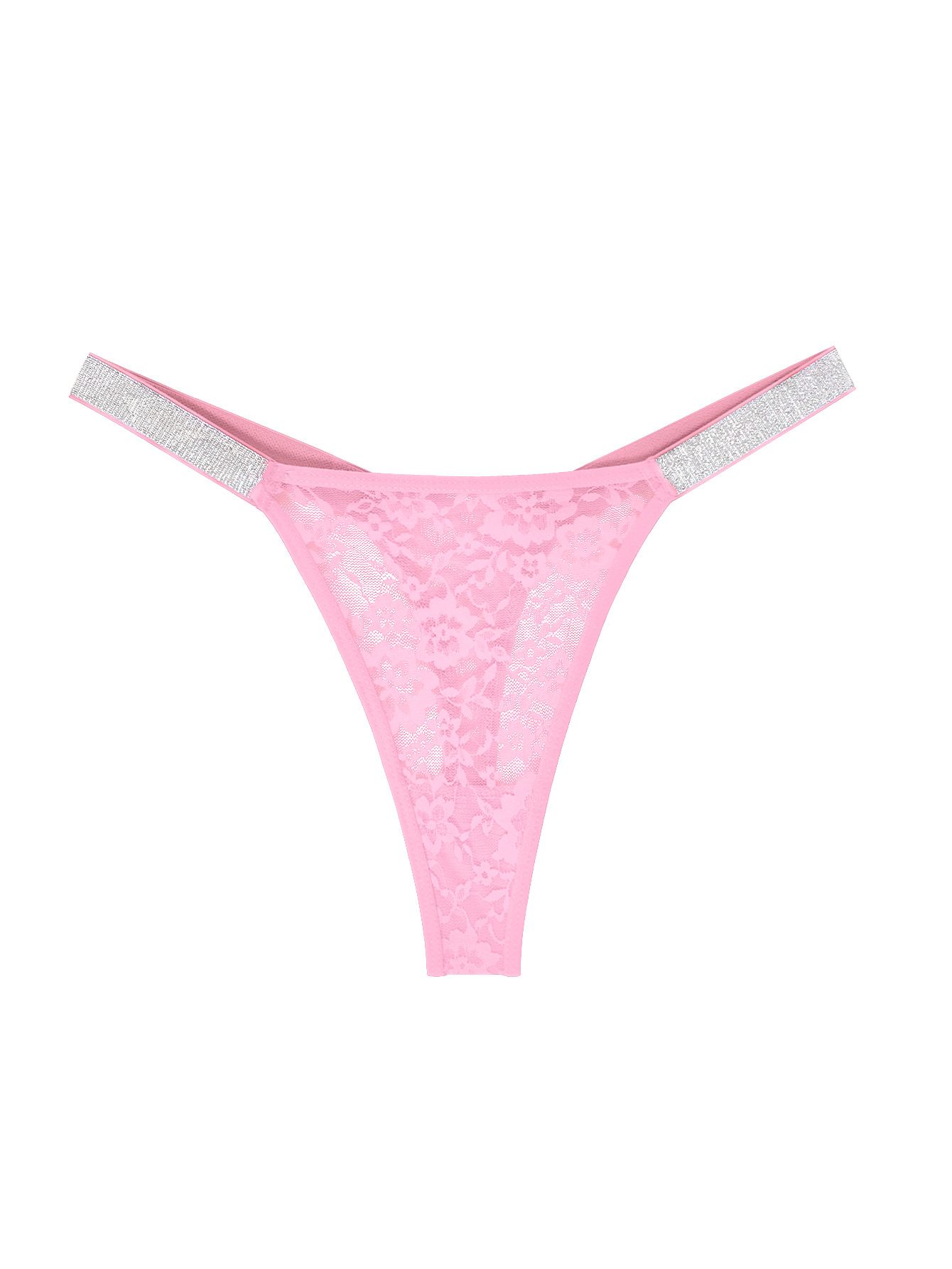 (image for) Women's One-Piece Sheer Lace Low Rise Thong Shiny Thin Strap Quick Dry Knit Breathable Anti-Exposure Intimate Panty
