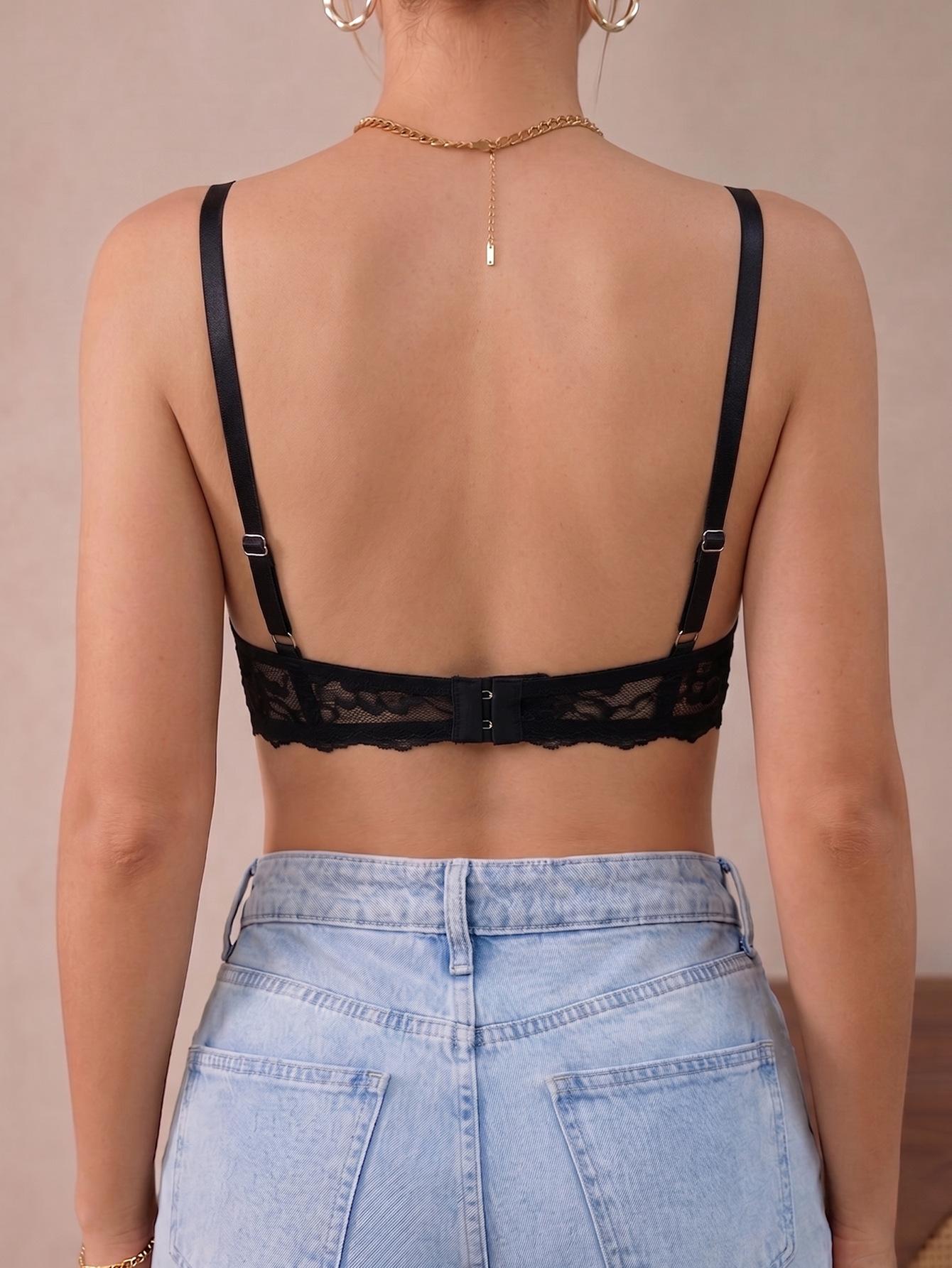(image for) Women's Luxury Lace Semi-Underwire Push Up Bra 3/4 Thin Cup Side Smoothing Adjustable Strap Double-Row Back Closure Bust Enhancing Elegant Lingerie