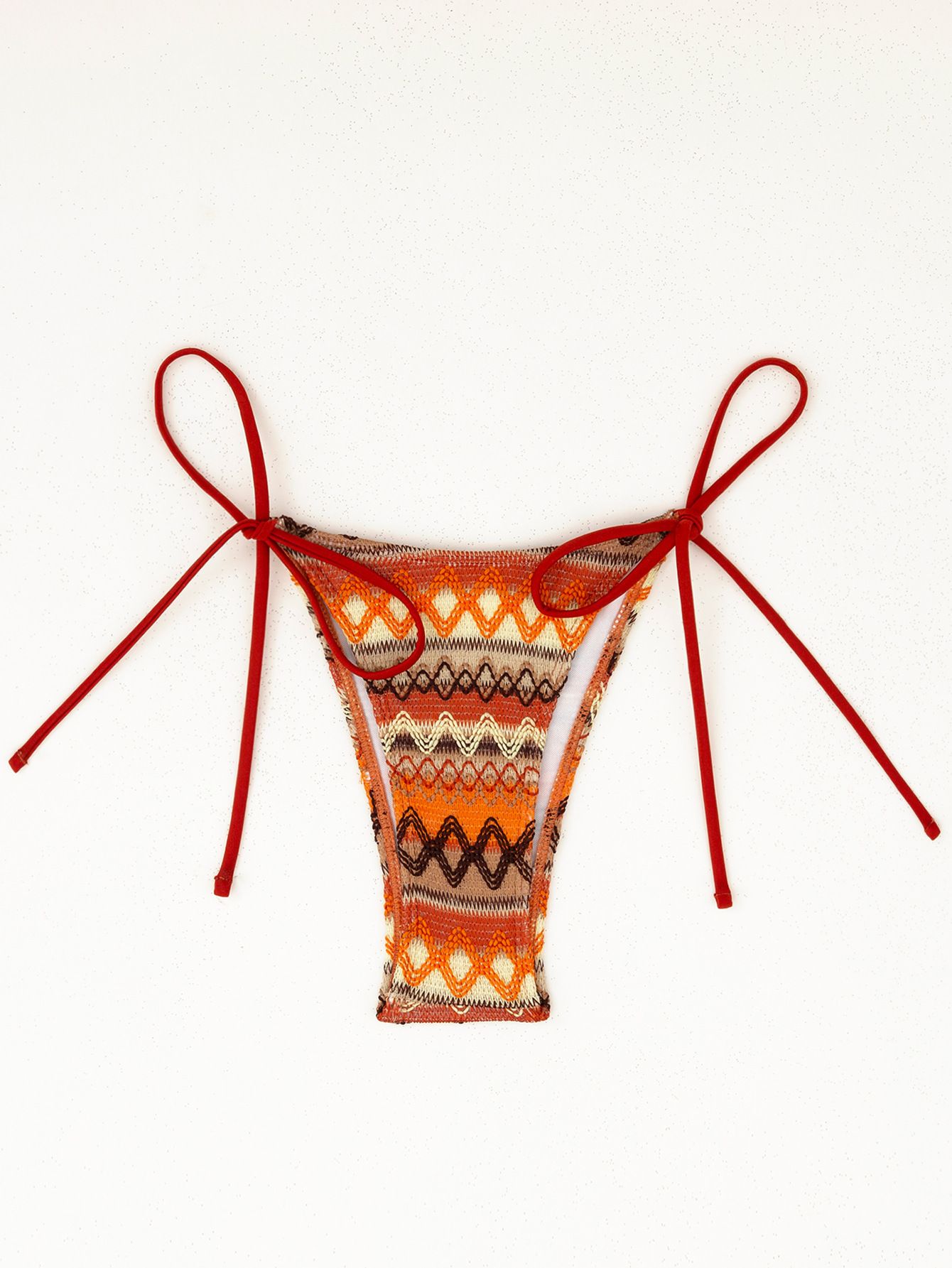 (image for) Women's 2026 Geometric Pattern Tie Side Triangle Bikini Set Padded Wirefree Halter Neck Beach Vacation Two Piece Swimwear
