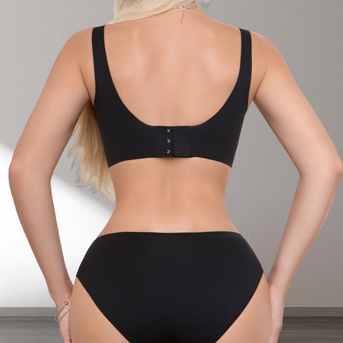 (image for) Women's Heart Cutout Seamless Wireless Bra and Panty Set Thin Full Cup Push Up Back Smoothing Everyday Lingerie Set