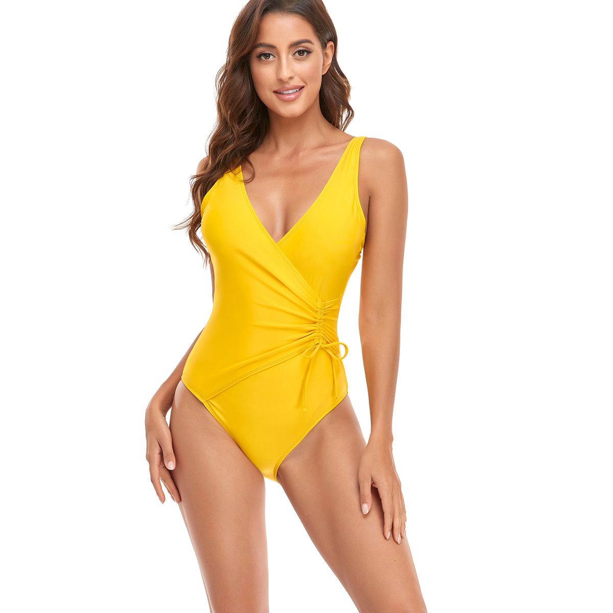 (image for) Women Printed & Solid Color One‑Piece Swimsuit Sleeveless Tight Swimwear