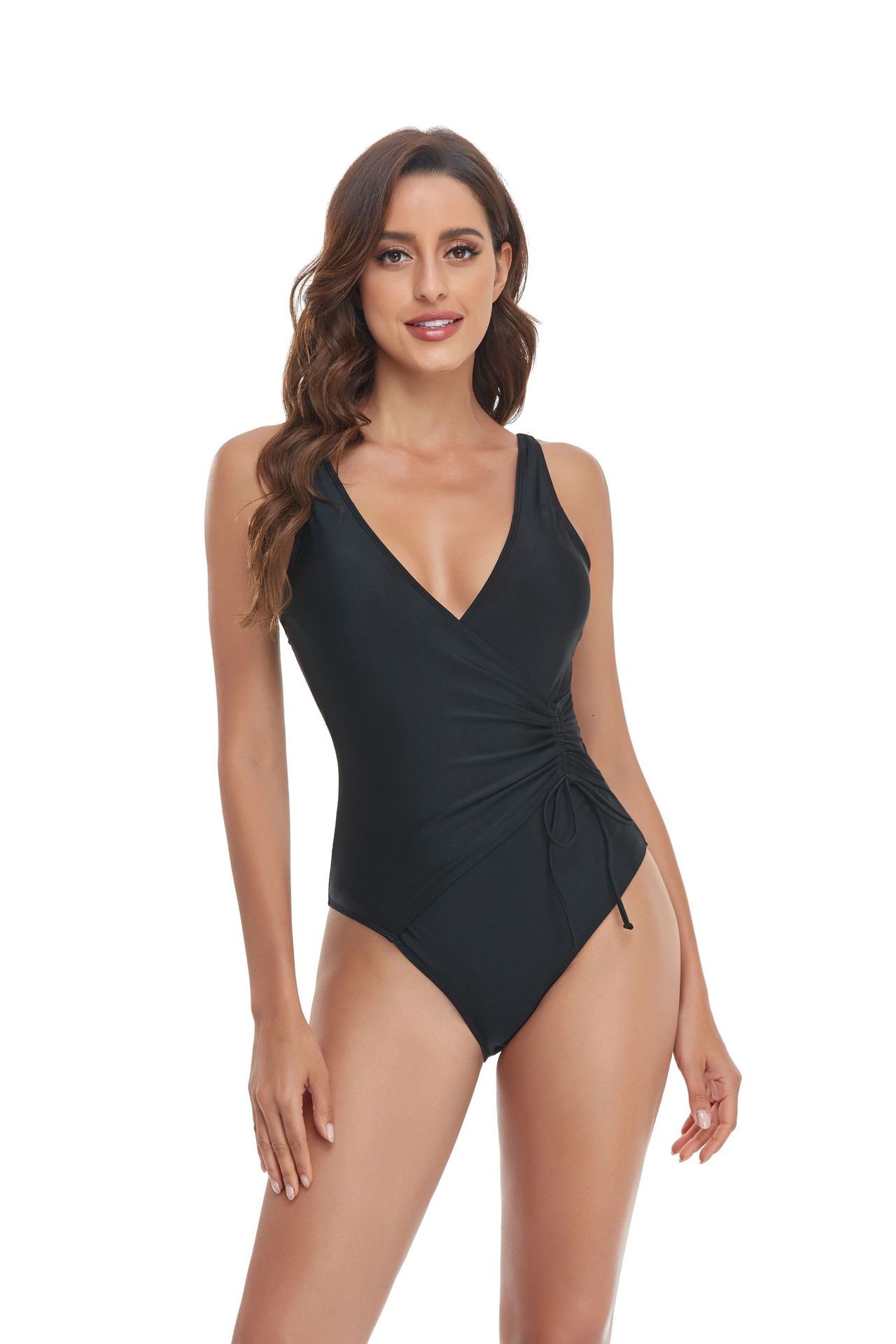 (image for) Women Printed & Solid Color One‑Piece Swimsuit Sleeveless Tight Swimwear