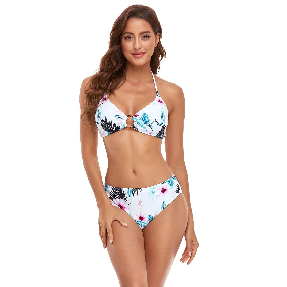 (image for) 3‑Piece Floral Printed Bikini Set with Mesh Cover‑Up Skirt Women Swimwear Bathing Suit