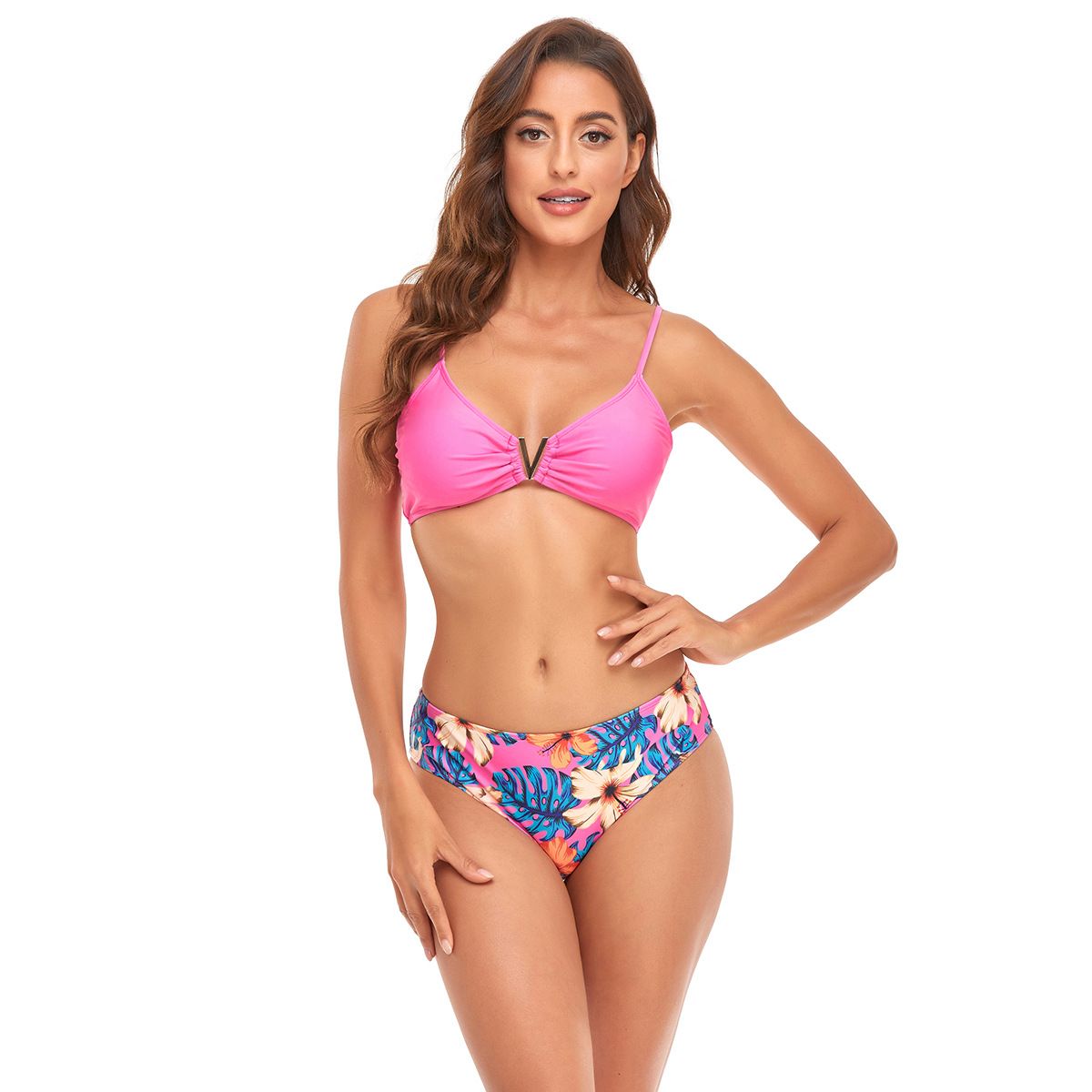 (image for) 3‑Piece Floral Print Bikini Set with Kimono Cover‑Up Women Swimwear Bathing Suit