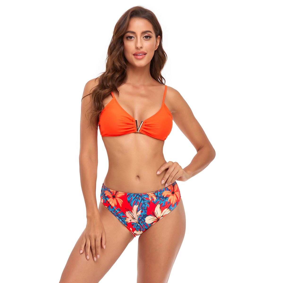 (image for) 3‑Piece Floral Print Bikini Set with Kimono Cover‑Up Women Swimwear Bathing Suit