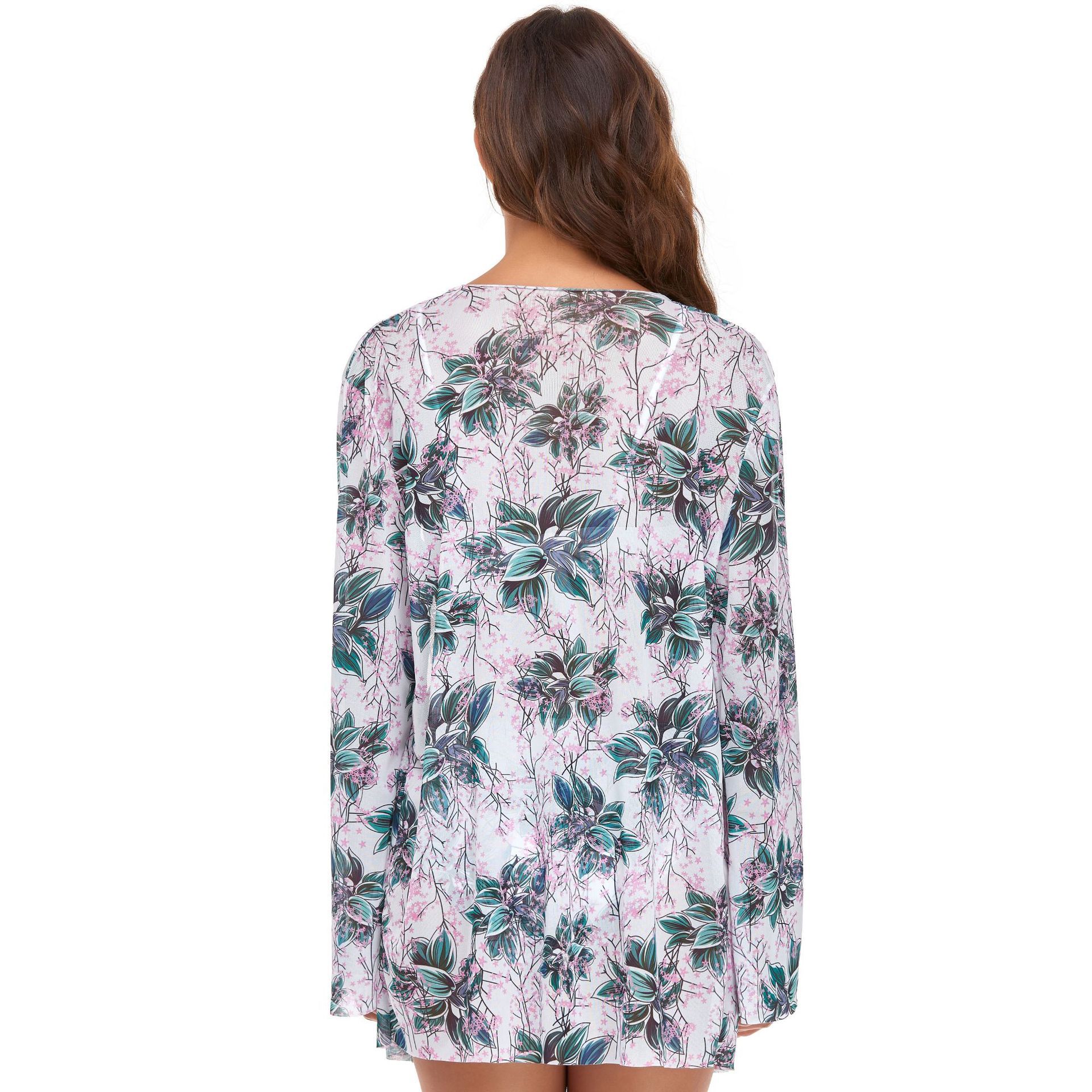 (image for) 3‑Piece Floral Print Bikini Set with Kimono Cover‑Up Women Swimwear Bathing Suit