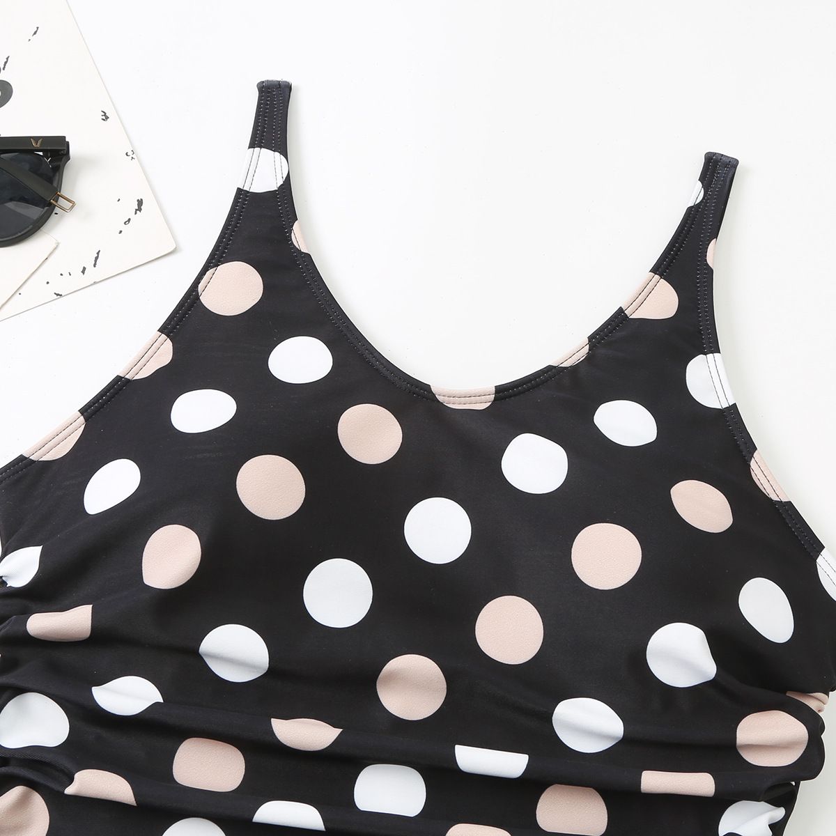 (image for) Women Polka Dot One‑Piece Swimsuit Tummy Control Conservative Bathing Suit