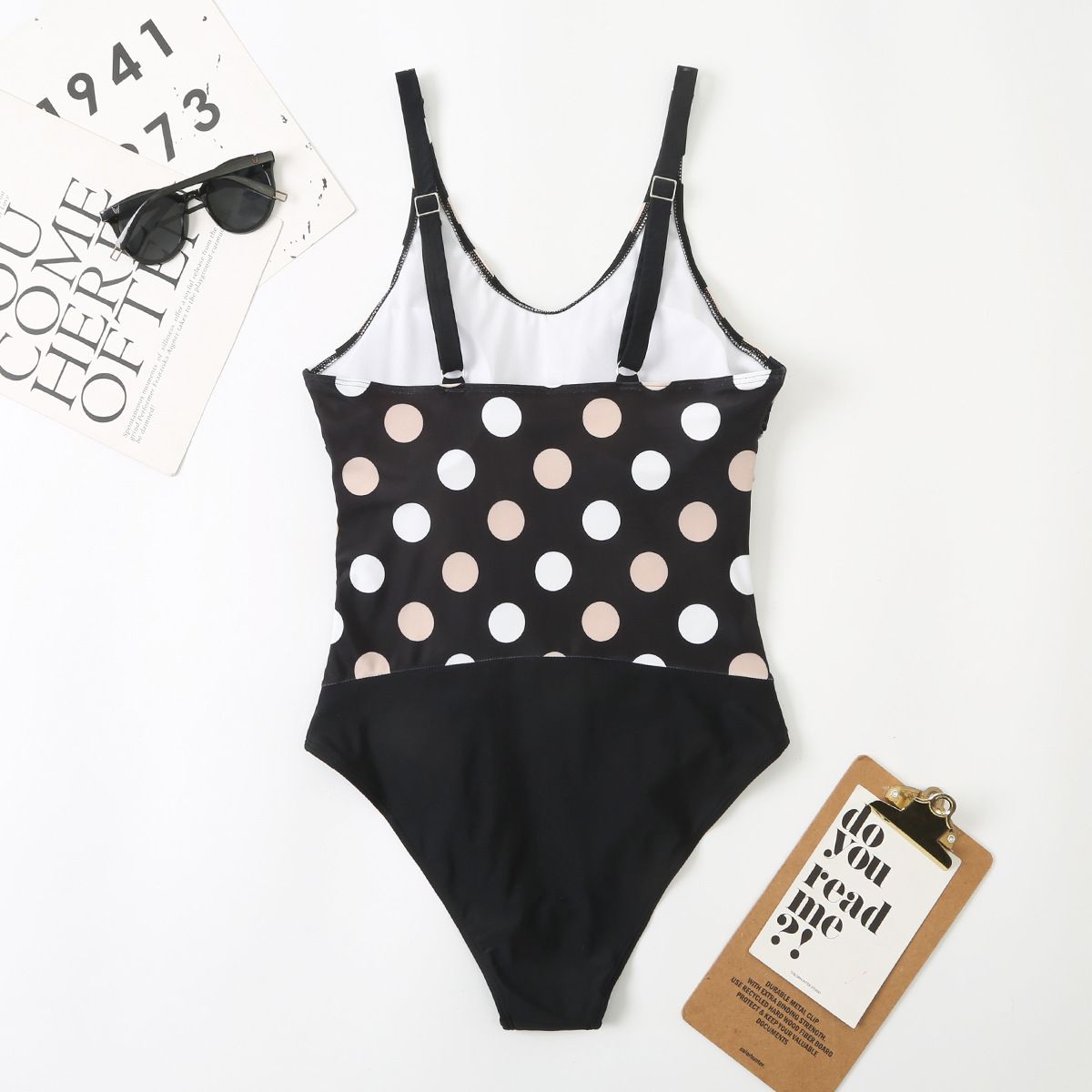 (image for) Women Polka Dot One‑Piece Swimsuit Tummy Control Conservative Bathing Suit