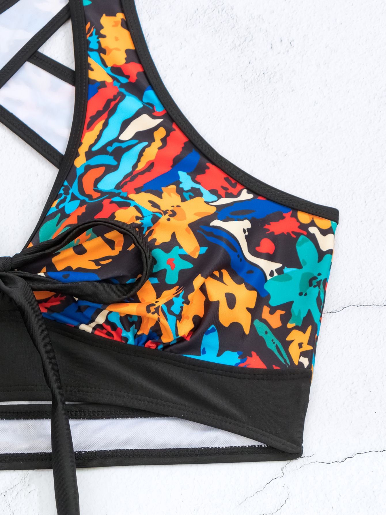 (image for) Women Printed Three Piece Swimsuit Tie Front Bikini Top Skirted Bottom Bathing Suit