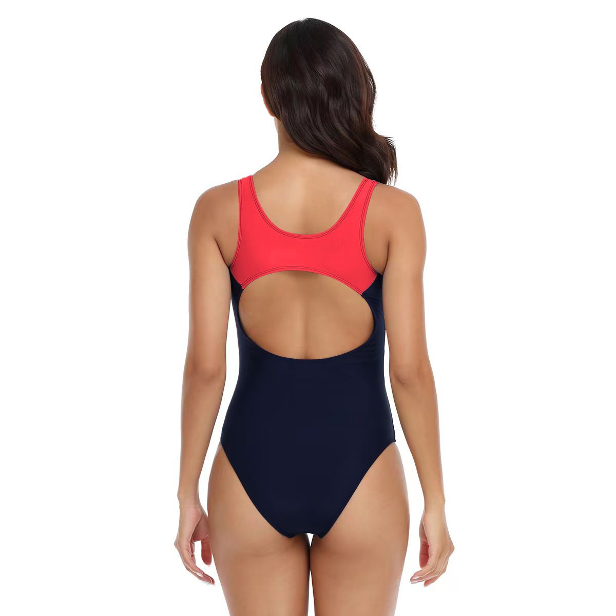 (image for) Women's Color Block One‑Piece Competitive Swimsuit Conservative Training Bathing Suit